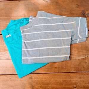 Aerie Striped Gray and Solid Blue Crop Tops